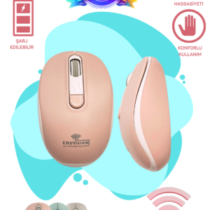 Sarj edilebilir Kablosuz Wireless Mouse Pembe